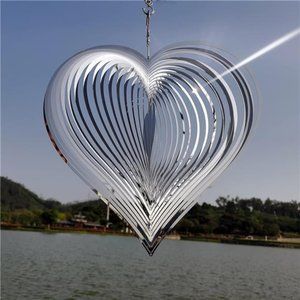 Spinner Outdoor Metal Decor 8"W x 8"H - Heart Wind Spinners for Yard and Garden
